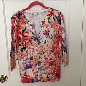 Christopher & Banks Floral Blouse - Red, Pink, Purple
